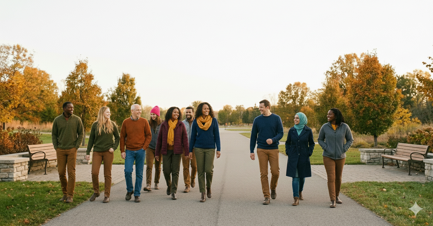 Happy people of many cultures in a group